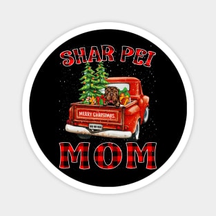 Christmas Shar Pei Mom Santa Hat Truck Tree Plaid Dog Mom Christmas Magnet